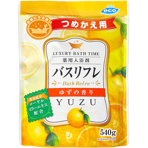 薬用入浴剤ﾊﾞｽﾘﾌﾚ ゆずの香り つめかえ用 540g 1ﾊﾟｯｸ画像