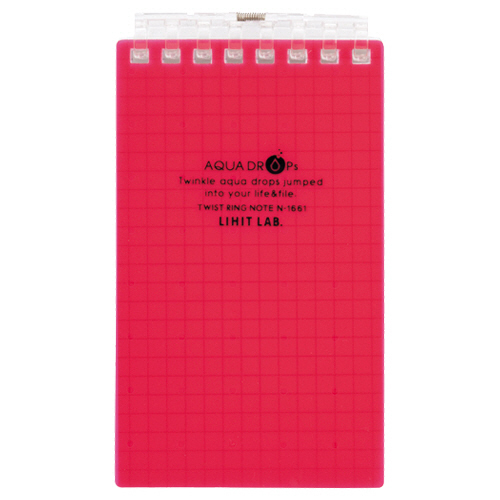 AQUA DROPs ﾂｲｽﾄﾉｰﾄ(ﾒﾓｻｲｽﾞ) 8穴 5mm方眼罫 ﾘｰﾌ40枚付属 赤 1冊画像