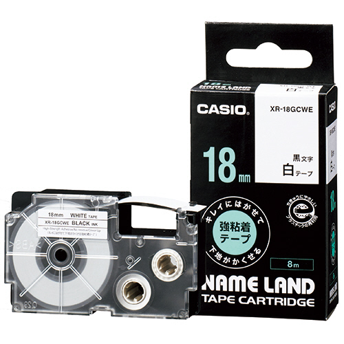 NAME　LAND　キレイにはがせて下地がかくせる強粘着　18mm×8m　白/黒文字　1個画像