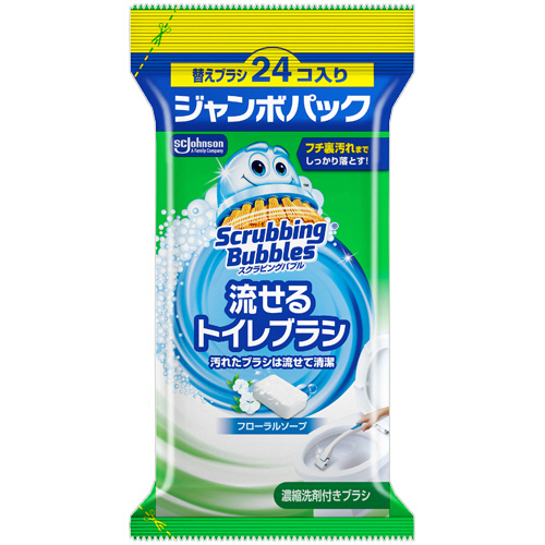 ｽｸﾗﾋﾞﾝｸﾞﾊﾞﾌﾞﾙ 流せるﾄｲﾚﾌﾞﾗｼ ﾌﾛｰﾗﾙｿｰﾌﾟ 付替ﾌﾞﾗｼ ｼﾞｬﾝﾎﾞ 1ﾊﾟｯｸ(24個)