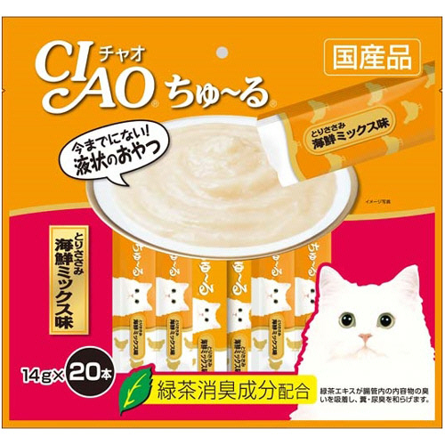 ﾁｬｵ ちゅーる とりささみ 海鮮ﾐｯｸｽ味 14g/本 1ﾊﾟｯｸ(20本)画像