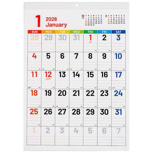 壁掛けｶﾚﾝﾀﾞｰ 文字月表SC(ｾﾌﾞﾝｶﾗｰ)/A2切 2026年版 1冊画像