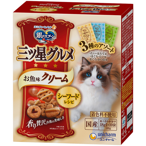銀のｽﾌﾟｰﾝ三ﾂ星ｸﾞﾙﾒお魚味C ｼｰﾌｰﾄﾞﾚｼﾋﾟ 3種ｱｿｰﾄ 18g/袋 1箱(10袋)画像