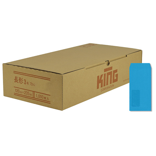 窓明No.6 長3 口のり無 70g 〒枠無 ｾﾝﾀｰ貼 ﾗｲﾄﾌﾞﾙｰ 1ｹｰｽ(1000枚)画像