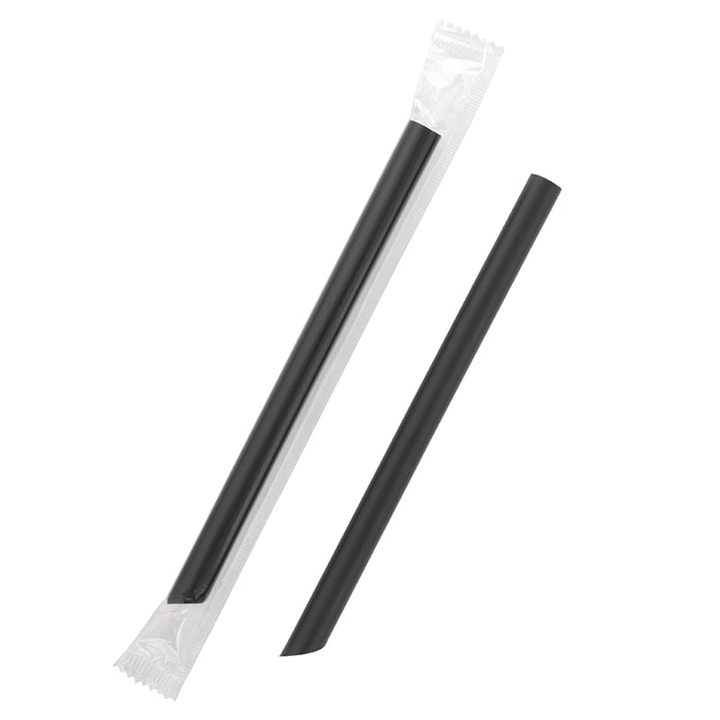 ６４２　片尖ストロー黒　１２ｍｍ×１８ｃｍ個包装画像