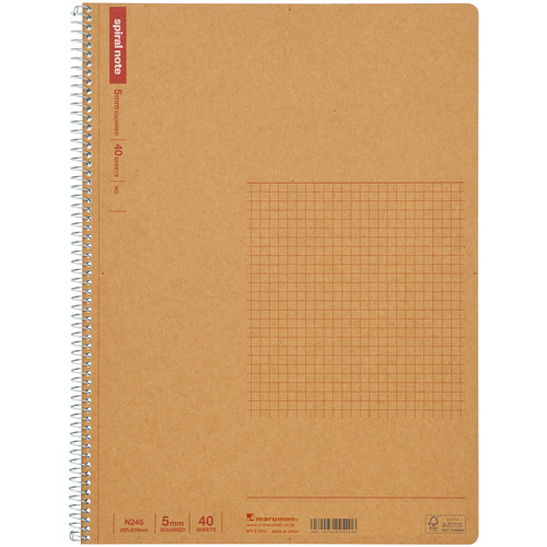 ｽﾊﾟｲﾗﾙﾉｰﾄ ﾍﾞｰｼｯｸ A4 5mm方眼罫 40枚 1冊画像