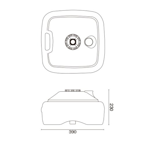 販促用品 注水式のぼり竿用スタンド 16L 白 友屋 白い注水式スタンドが斜め前方から見える状態で、底部には水の注入口が確認できる。