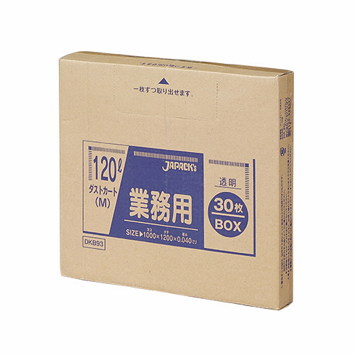 業務用ﾀﾞｽﾄｶｰﾄ用ｺﾞﾐ袋 透明 120L BOXﾀｲﾌﾟ 1箱(30枚)画像