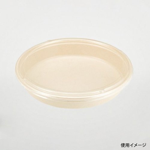 寿司容器 BB丸桶 3 ラミ 283φ×45H パックスタイル 透明な容器に詰められた、色とりどりの寿司が見える状態