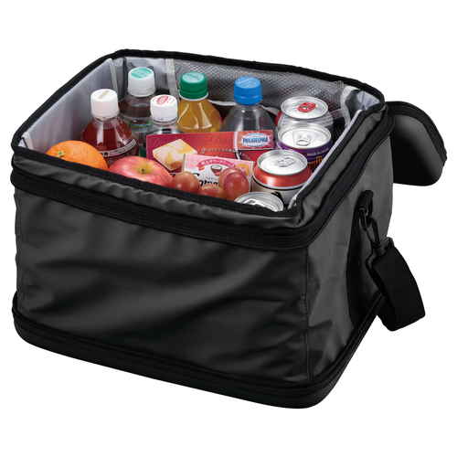 保冷バッグ　25L　スーパーコールドクーラーバッグ　マットブラック マットなブラックの表面を持つ大容量の保冷バッグが横向きに置かれている様子