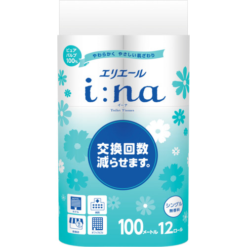 エリエール　i：naトイレットティシューシングル100m12R無香料（21000440／21001138）画像