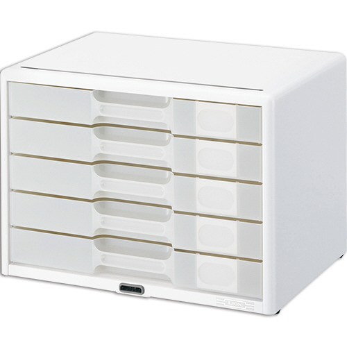 ｶｷﾞ付半透明ﾚﾀｰｹｰｽ ｶﾄﾞ丸ﾀｲﾌﾟ A4ﾖｺ 5段 ﾎﾜｲﾄ 1台画像