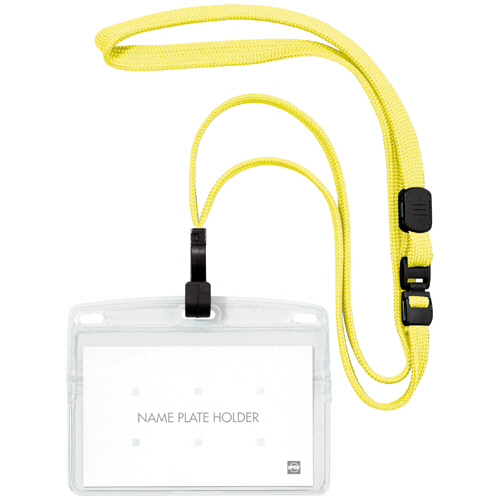 吊り下げ名札 ﾌｯｸ式 ﾖｺ名刺ｻｲｽﾞ ﾚﾓﾝｲｴﾛｰ 1ﾊﾟｯｸ(10個)画像