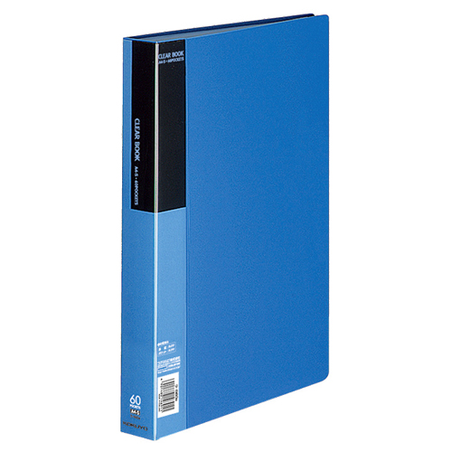 ｸﾘﾔｰﾌﾞｯｸ(ﾍﾞｰｼｯｸ) 固定式 A4ﾀﾃ 60ﾎﾟｹｯﾄ 背幅37mm 青 1ｾｯﾄ(4冊)画像