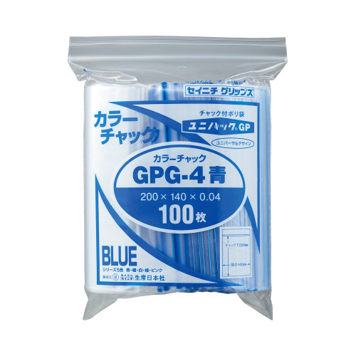 ユニパックカラーチャック青Ｂ６　１００枚入×５画像