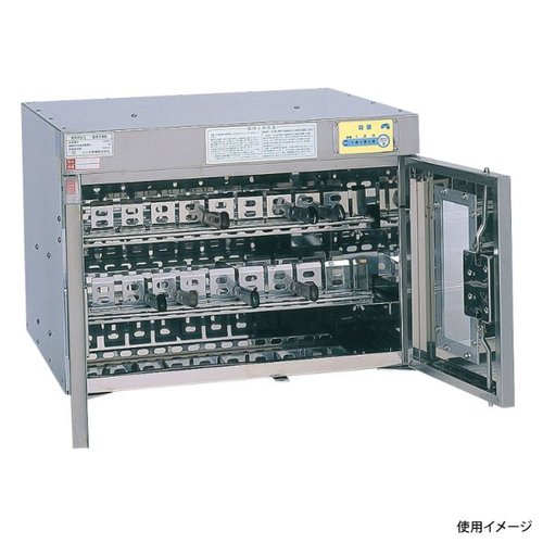 器具殺菌庫 紫外線殺菌庫 101 ピオニーコーポレーション 透明な扉越しに内部の棚が見える、シンプルなデザインの機器収納庫