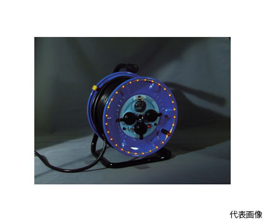 電工ドラム 防雨型LEDラインドラム 赤 過負荷漏電保護兼用 30m