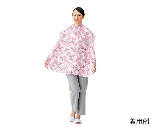 撥水加工食事用エプロン　ピンク花柄