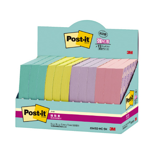 強粘着マルチカラー５　７５×７５　４色　１２冊画像