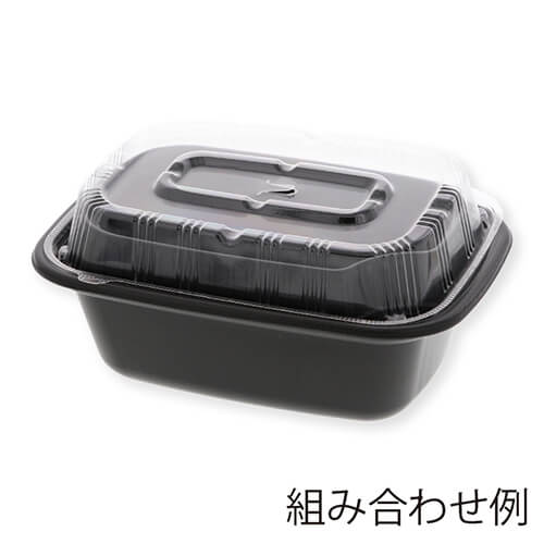 リスパック 丼容器 長角丼 本体 黒 50枚画像