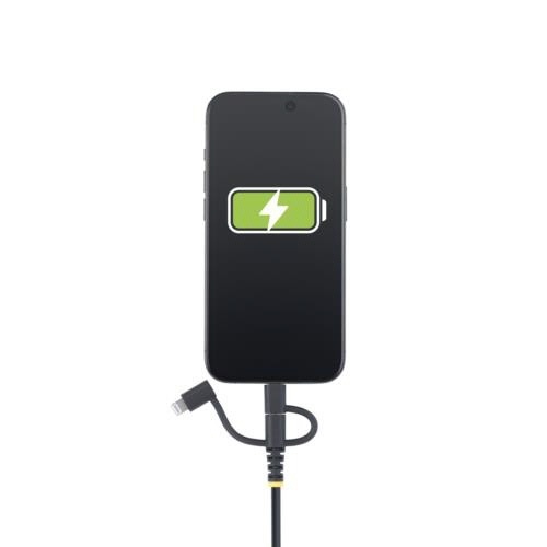 USB　2.0ケーブル　3-in-1　1m　ブラック　1本 黒いケーブルが整然と巻かれている状態