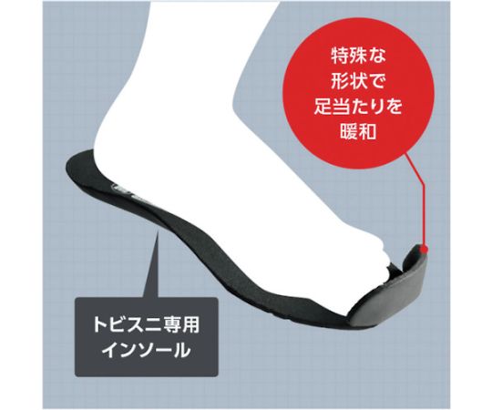 屈曲作業向けプロスニーカー　TS-110N黒/ブルー　24cm 黒と青の配色で、靴底が柔らかく屈曲した状態で立てられている。
