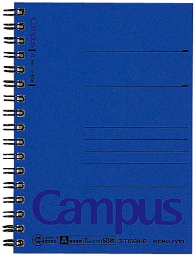ツインリングノート　Ａ６　７ｍｍ罫　５０枚　青画像