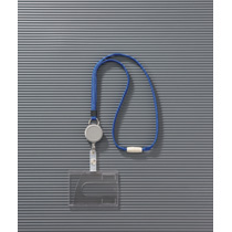 つりさげ名札 ﾖｺ型 ﾊｰﾄﾞﾀｲﾌﾟ 平ひも ﾌﾞﾙｰ 1個画像