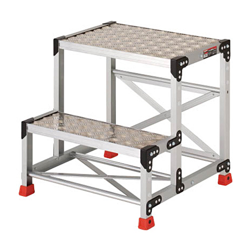 作業用踏台 ｱﾙﾐ製･縞板ﾀｲﾌﾟ 天板寸法600×400×高さ600 1台画像