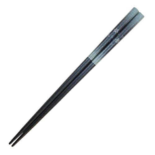 箸 23cm 和柄 花柄乾漆 木製 黒画像
