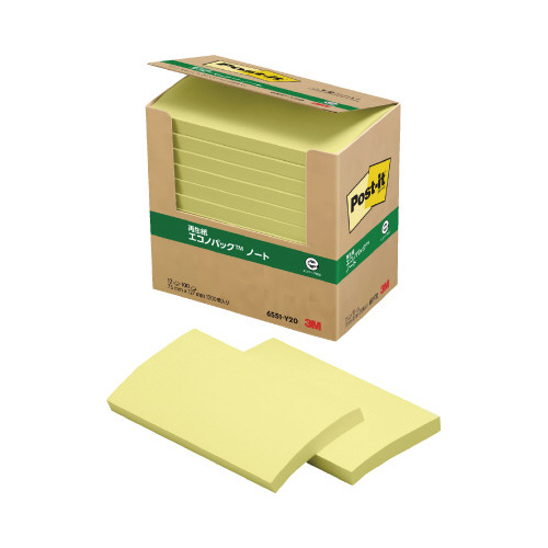ポストイット　再生紙ノート　７５×１２７　黄１２冊画像