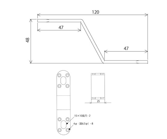補助金具ステイ　クローム　3mm×25mm×120mm クローム仕上げの補助金具が並んでいる様子