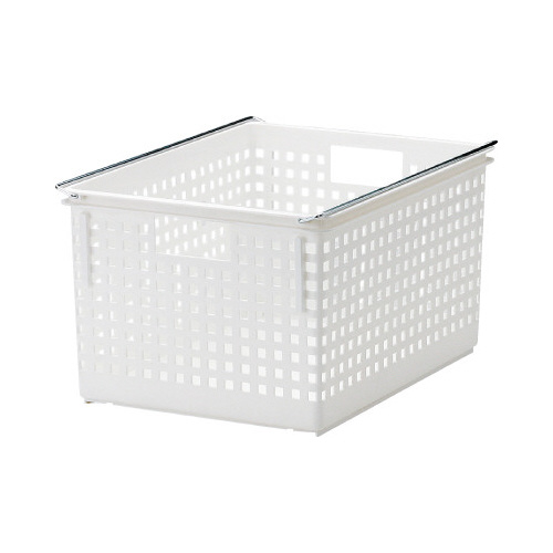 組み合わせて使える収納バスケットワイドＬ　ホワイト画像