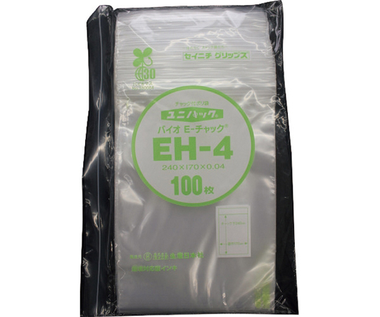 「ユニパック」バイオEチャック規格品（チャック付ポリエチレン袋） EH-4 240×170×0.04 1袋（100枚入）画像