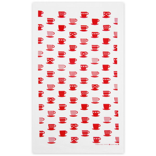 キッチンクロス テーブルクロス 綿 カップ 北欧 レッド画像