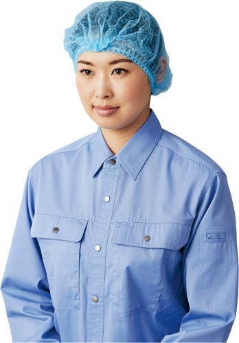 不織布使い捨てヘアキャップ　ブルー１００枚×５画像