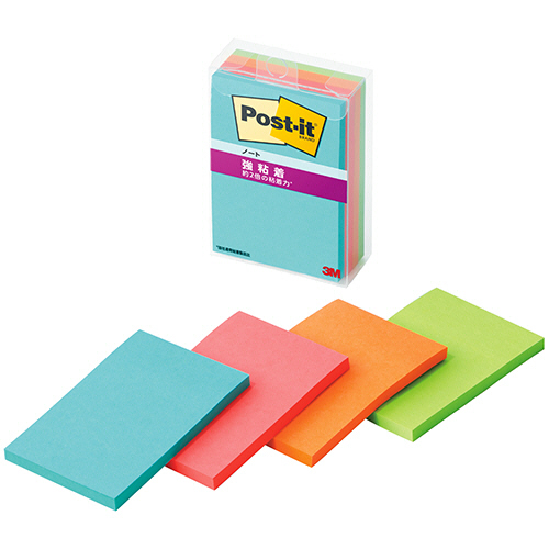 ﾎﾟｽﾄ･ｲｯﾄ 強粘着ﾉｰﾄ ﾏﾙﾁｶﾗｰ1 75×50mm 4色 1ｾｯﾄ(40冊:4冊×10ﾊﾟｯｸ)画像