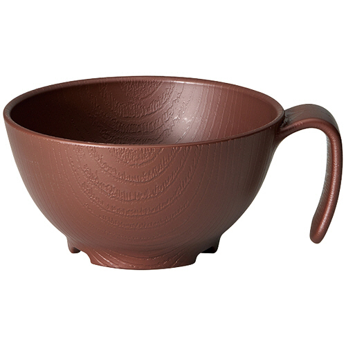 木目 持ちやすい汁椀 ﾊﾝﾄﾞﾙ付 ﾌﾞﾗｳﾝ 1個画像