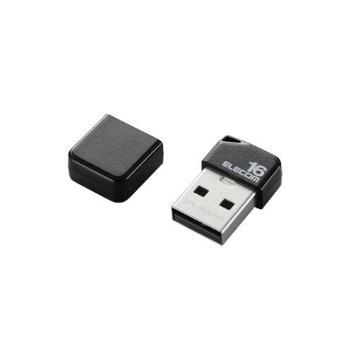 ＵＳＢ２．０メモリ　小型　キャップ付　１６ＧＢ　黒