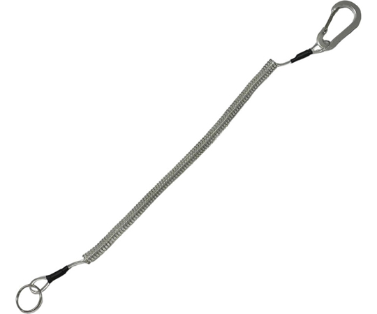 落下防止ストラップ カラビナ+カールコード （ステンレスワイヤー入り） クリアー 380mm