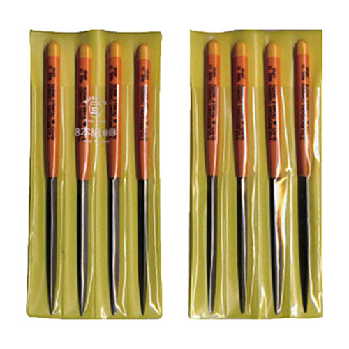 組ﾔｽﾘ 8本組(200mm) 三角 細目 1ﾊﾟｯｸ(8本)画像