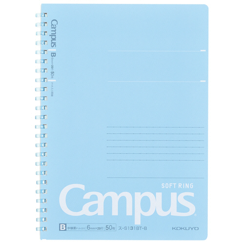 ｷｬﾝﾊﾟｽ ｿﾌﾄﾘﾝｸﾞﾉｰﾄ(ﾄﾞｯﾄ入り罫線 ｶｯﾄｵﾌ) A5 B罫 50枚 ﾌﾞﾙｰ 1ｾｯﾄ(5冊)画像