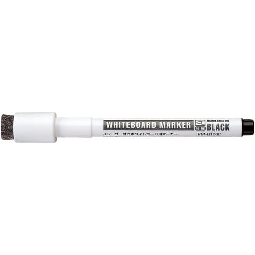 イレーザー付きホワイトボード用マーカー極細黒10本画像