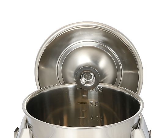 18-8 内蓋式目盛付キッチンポット 70.0L 内蓋が開いた状態で、目盛りが見える大容量の金属製ポット