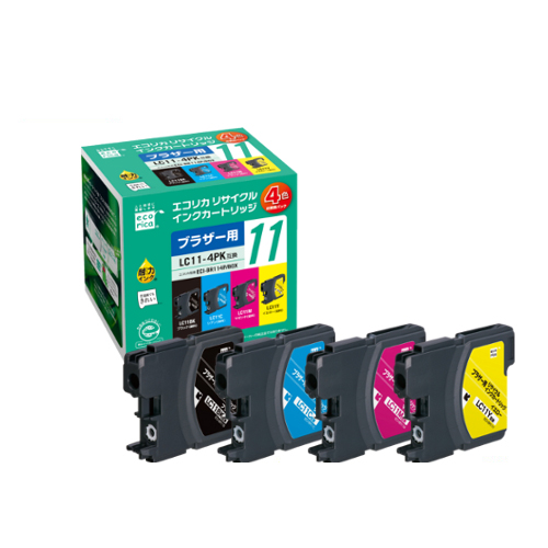 ﾘｻｲｸﾙｲﾝｸ [ﾌﾞﾗｻﾞｰ:LC11-4PK互換] ECI-BR114P/BOX 1箱(4個:各色1個)画像