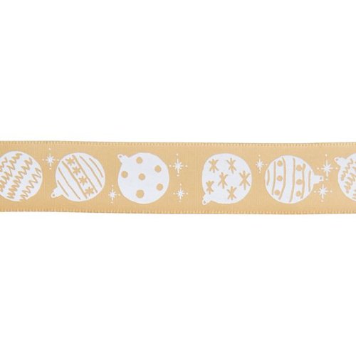 クリスマスオーナメント プリントサテンリボン-1/ゴールド(1巻 ヘッズ画像