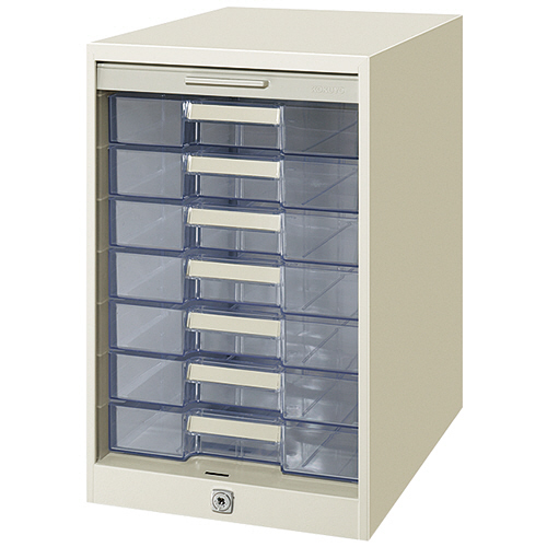 ｼｬｯﾀｰｹｰｽ 透明ﾌﾟﾗｽﾁｯｸ引き出しﾀｲﾌﾟ A4ﾀﾃ 7段 ﾗｲﾄｸﾞﾚｰ 1台画像