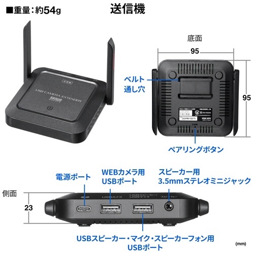 WEBカメラ無線化キット　1個 内容物が配置された箱の上部が見える状態