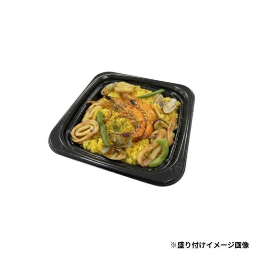 精肉容器 BOX-20-20(37)Aエコ黒 本体 エフピコ 正面から見た黒いエコ容器の全体像