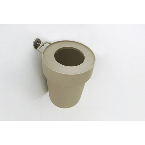 ゴミ箱　5L　タップトラッシュ　袋が見えない　壁掛け　スタッキング　グレージュ 側面が見える壁掛けデザイン、シンプルな形状とグレージュカラー。